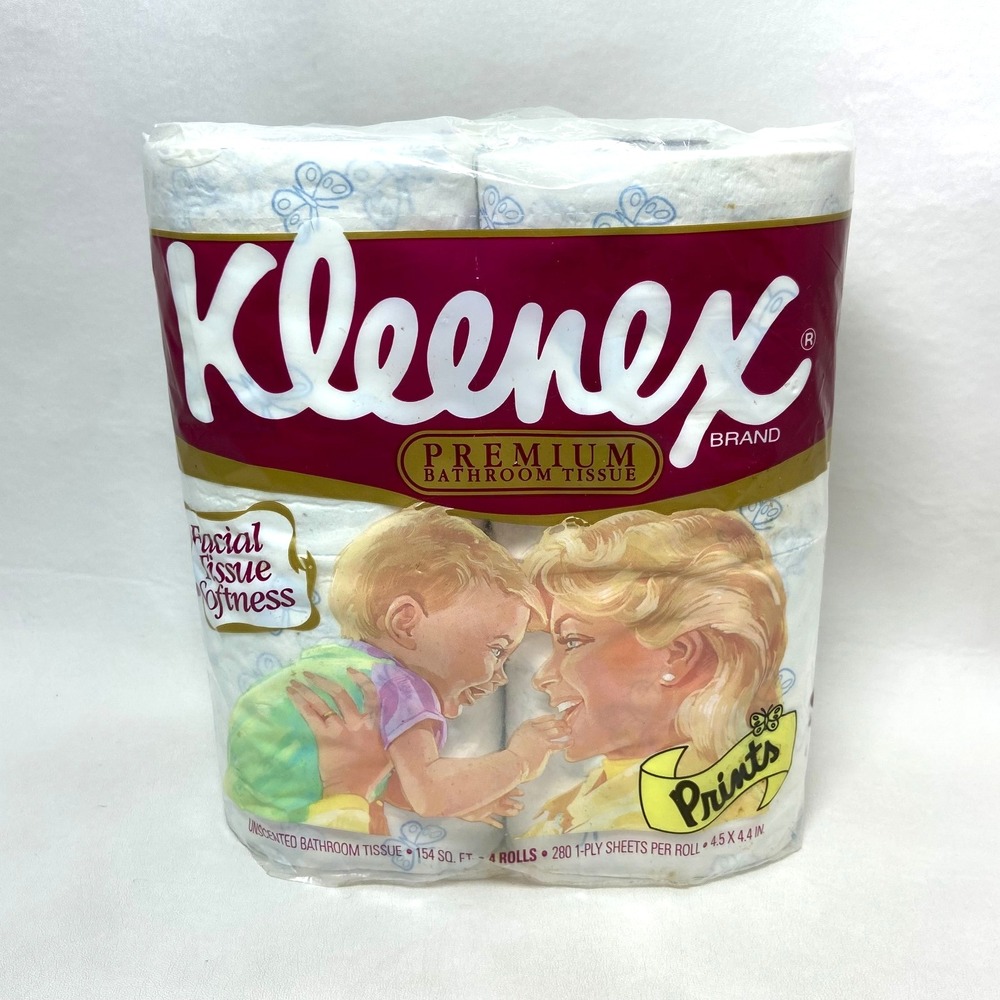 1990s Kleenex Butterfly Embossed‎ Toilet Paper Sealed 4-Pack NOS TV Prop Vintage